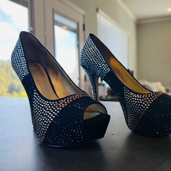 Enzi Angiolini Platform Heels - Black/Gold/Silver - 7.5 - Picture 1 of 6